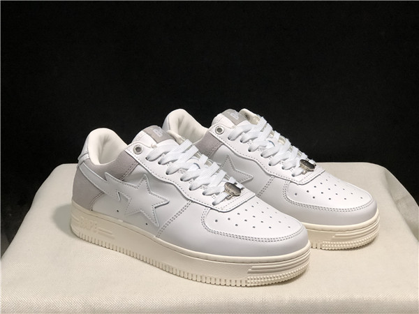 Men's Bape Sta Low Top Leather White Shoes 009